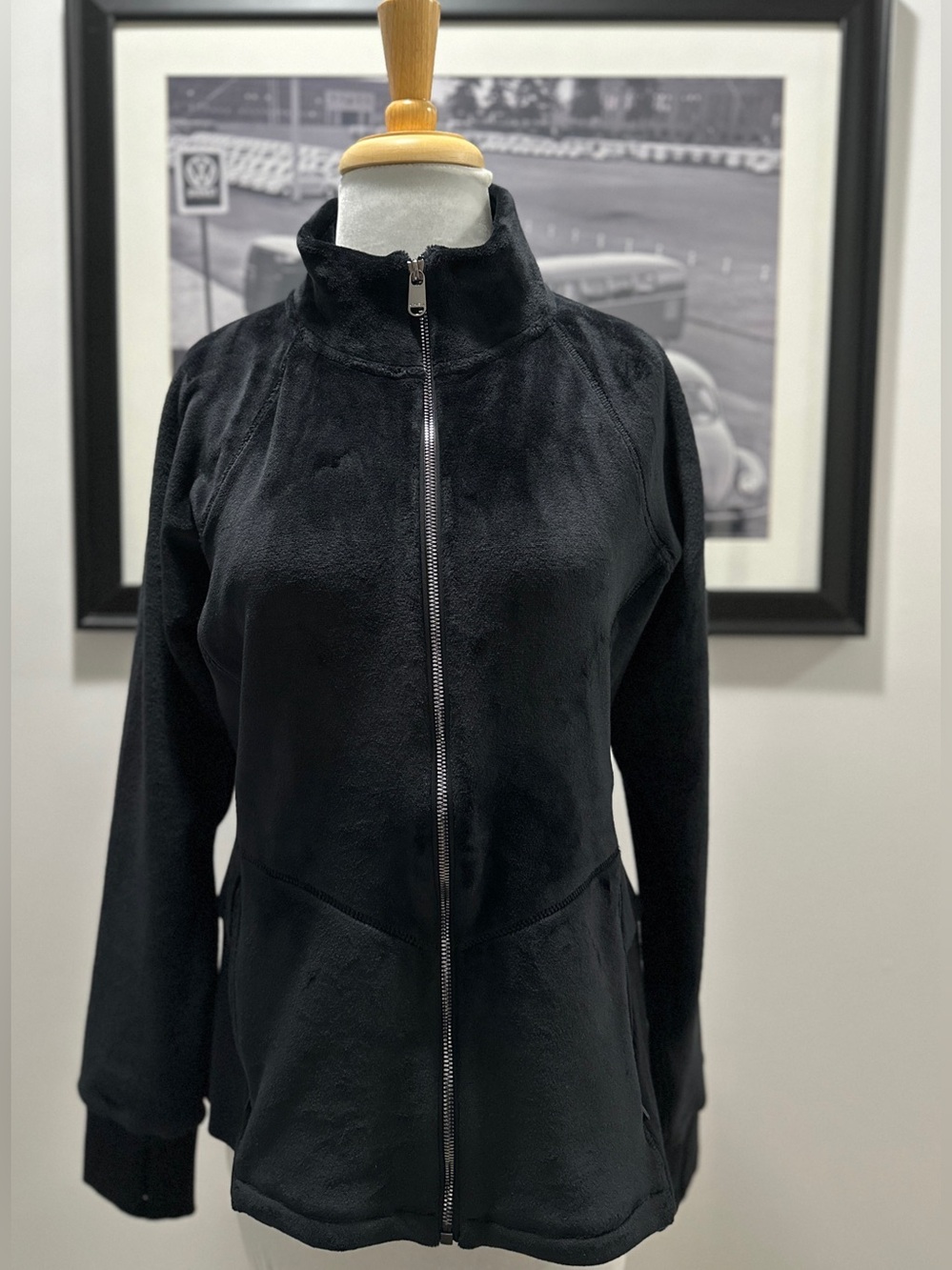 Athleta Black Full-Zip Teddy Jacket